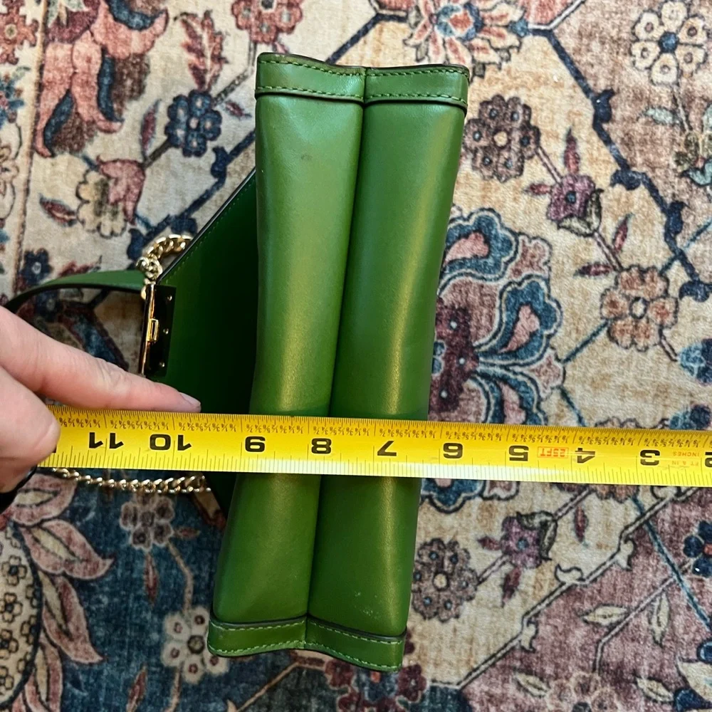 Michael Kors Vibrant Green Leather & Gold Accent Whitney Shoulder Bag, EUC - Picture 8 of 10